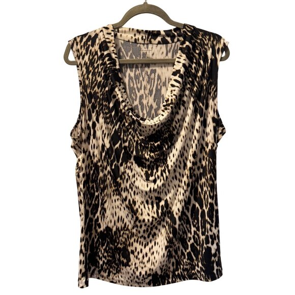 Worthington Womens Sleeveless Cowl Neck Animal Print Top Sz XL blouse - Picture 8 of 12